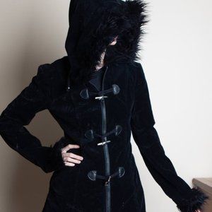 TRIPP NYC black velvet furry goth fetish jacket S